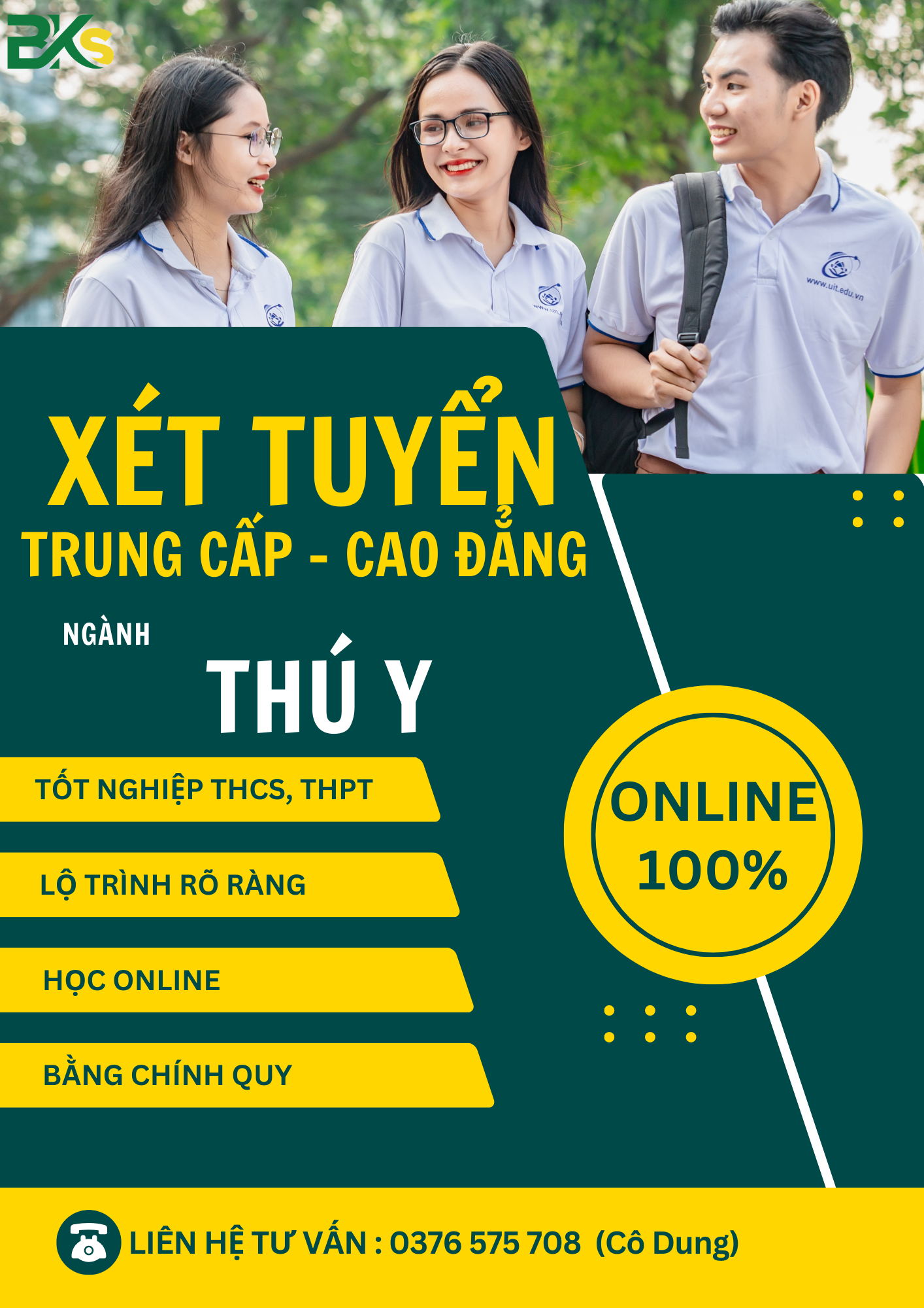 Tuyển sinh trung cấp và cao đẳng Thú Y tại BKS Trường Trung Cấp Công Nghệ Bách Khoa.