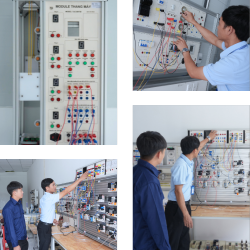 Học viên thực hành tại xưởng điện công nghiệp