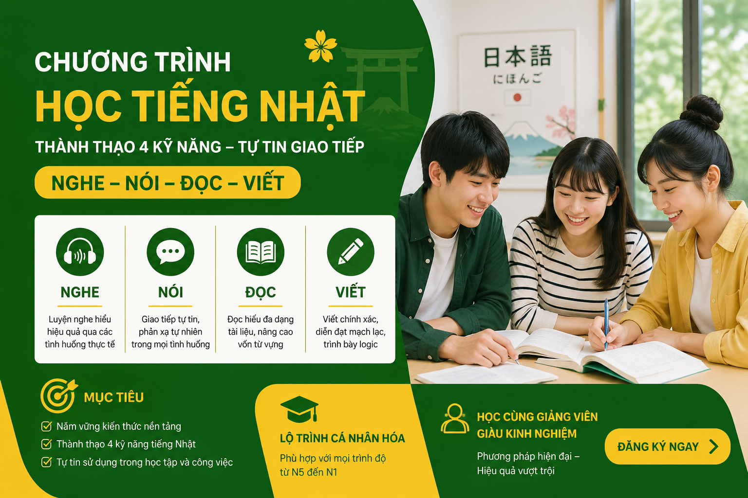 Học viên luyện kỹ năng Nghe Nói Đọc Viết