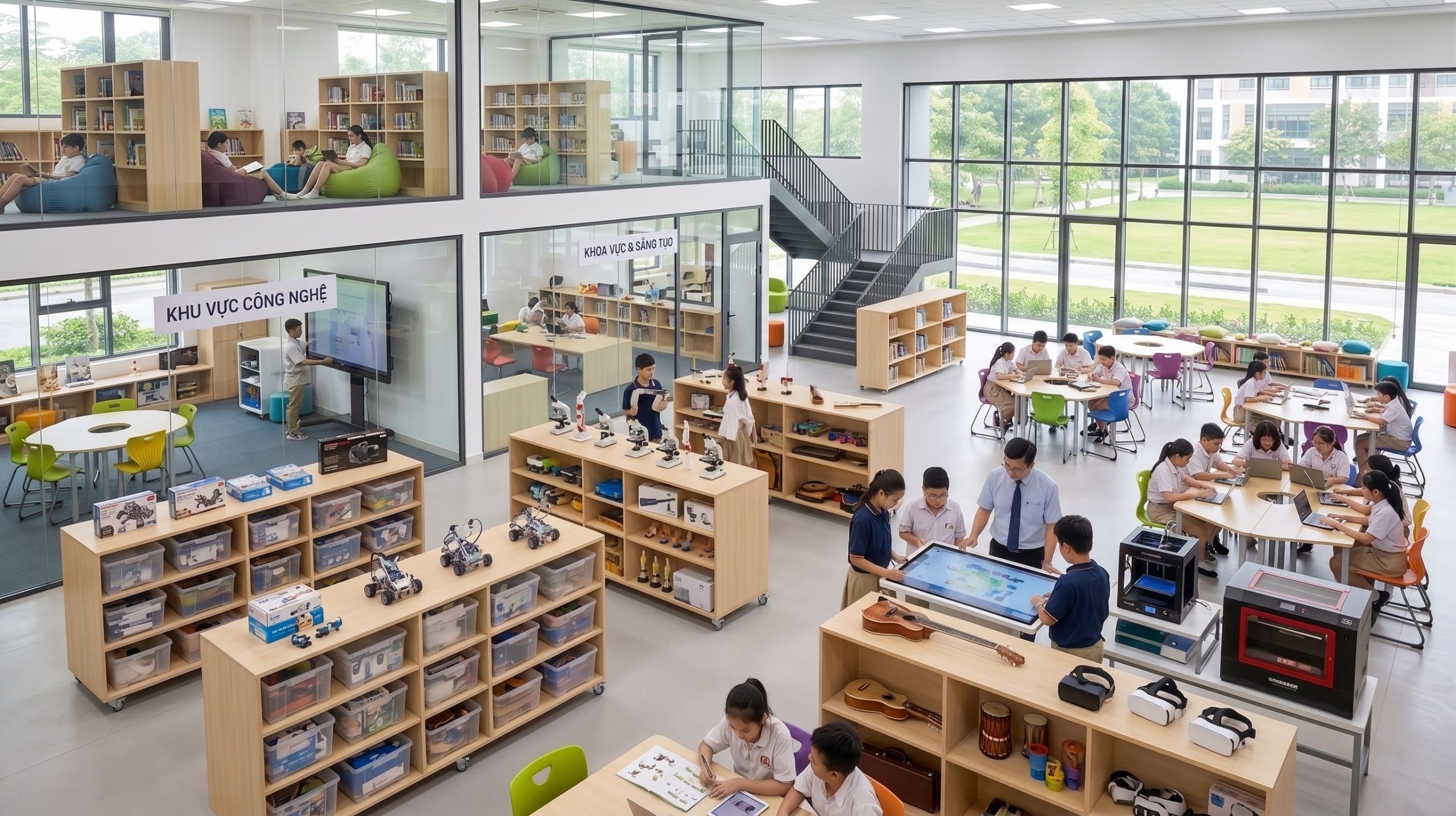 Sinh viên thực hành nghiệp vụ thư viện và thiết bị trường học