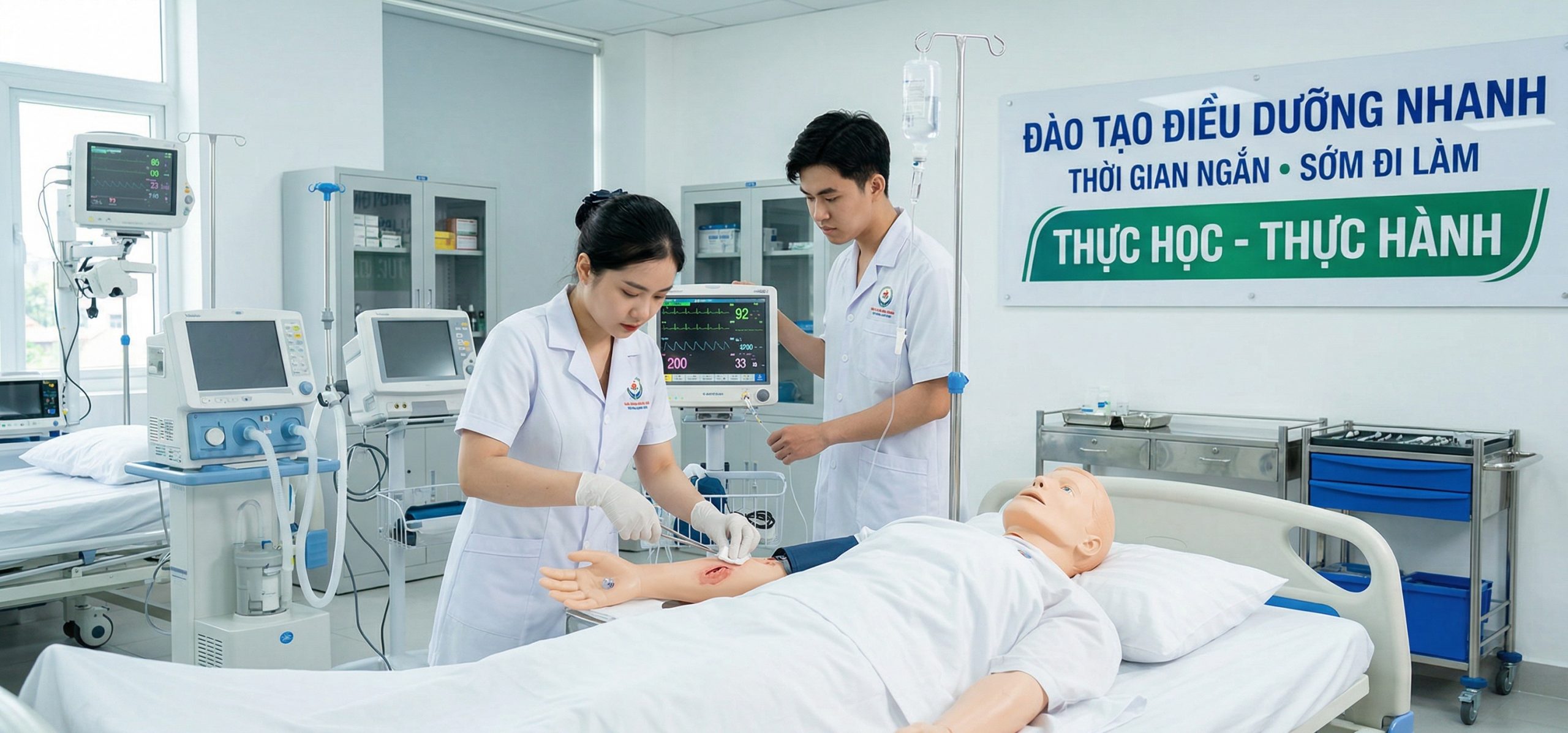 Sinh viên điều dưỡng học thực hành kỹ năng lâm sàng
