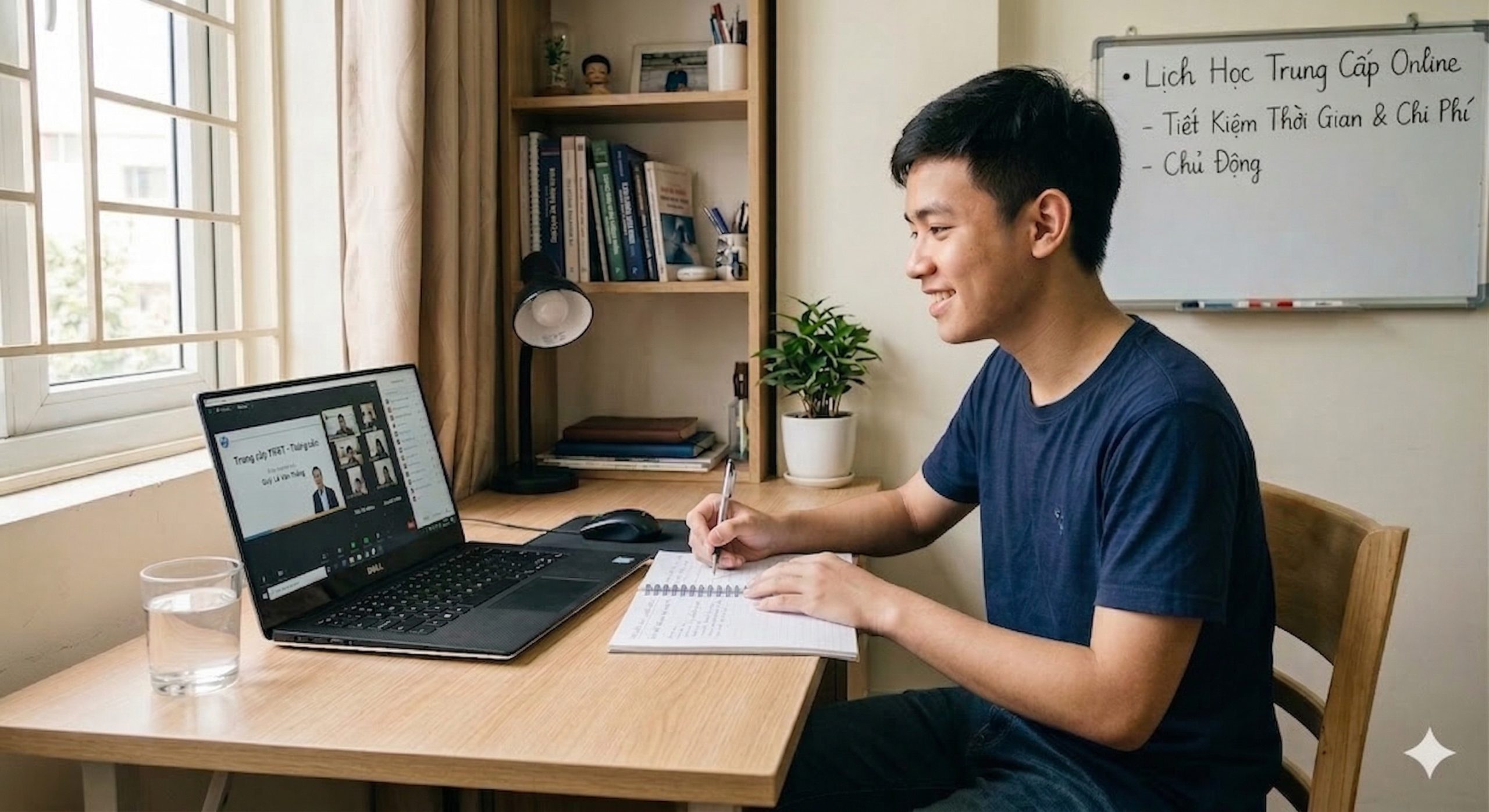 Học viên học trực tuyến tại nhà, tiết kiệm chi phí đi lại và nhà trọ, chương trình Trung cấp Điện tử BKS