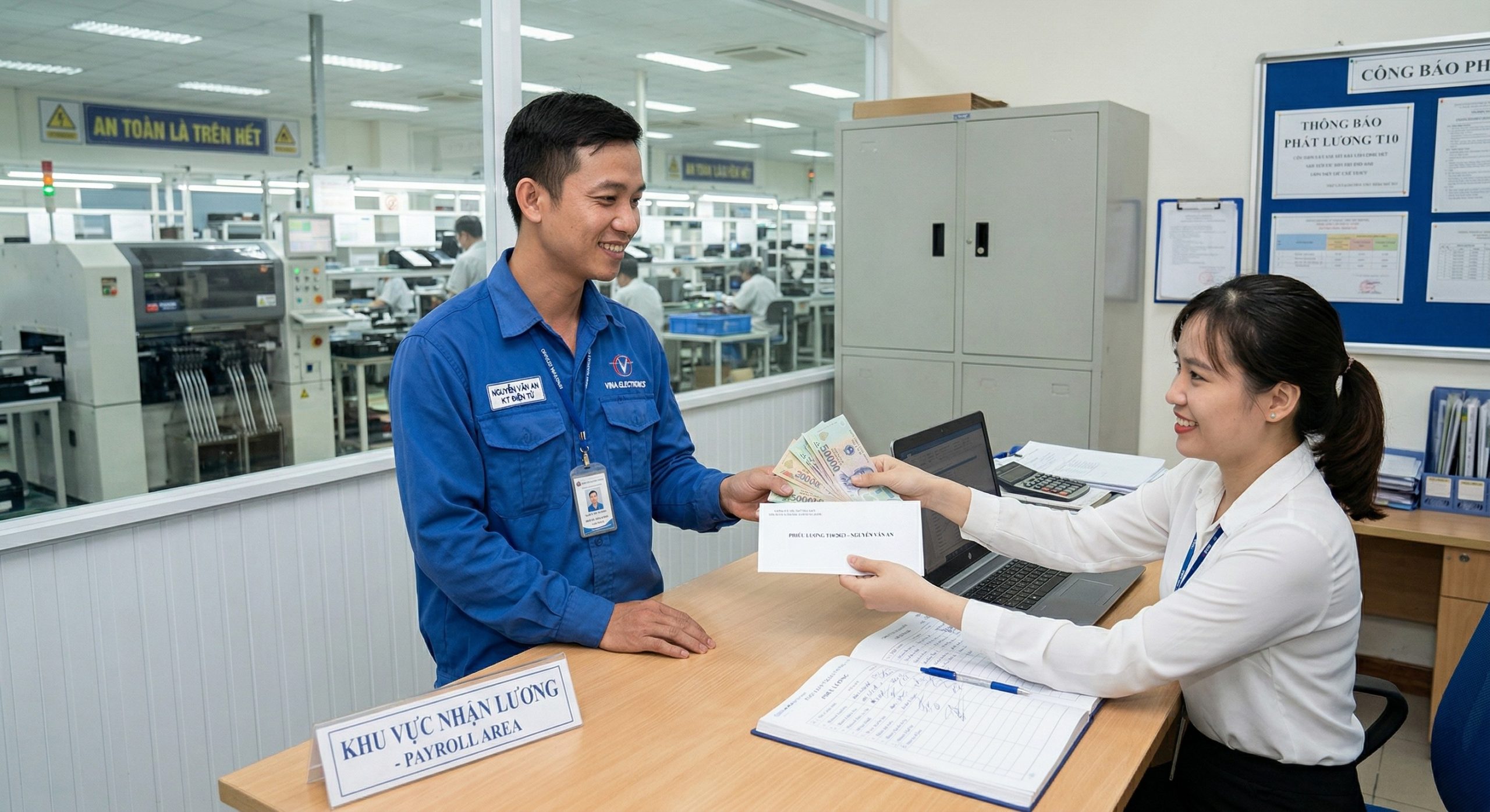 Kỹ thuật viên nhận lương và làm việc tại nhà máy