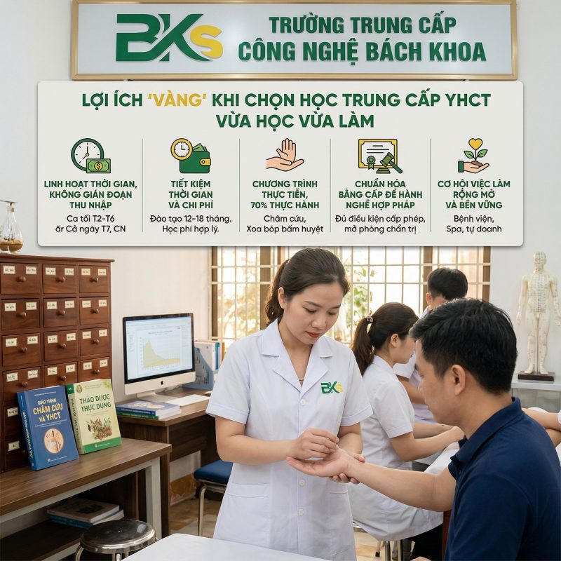 Học trung cấp y học cổ truyền hệ vừa học vừa làm mang lại nhiều lợi ích thiết thực cho người học.