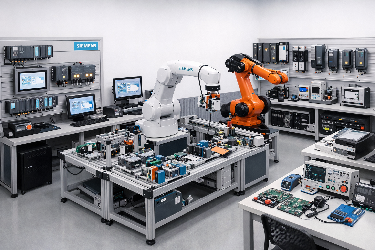 Phòng lab thực hành BKS - Trang thiết bị Siemens và Robot công nghiệp