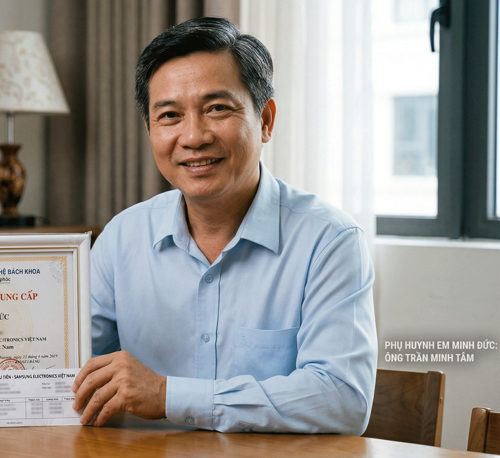 Ảnh phụ huynh học viên Minh Đức đánh giá chất lượng đào tạo Trường Trung Cấp BKS
