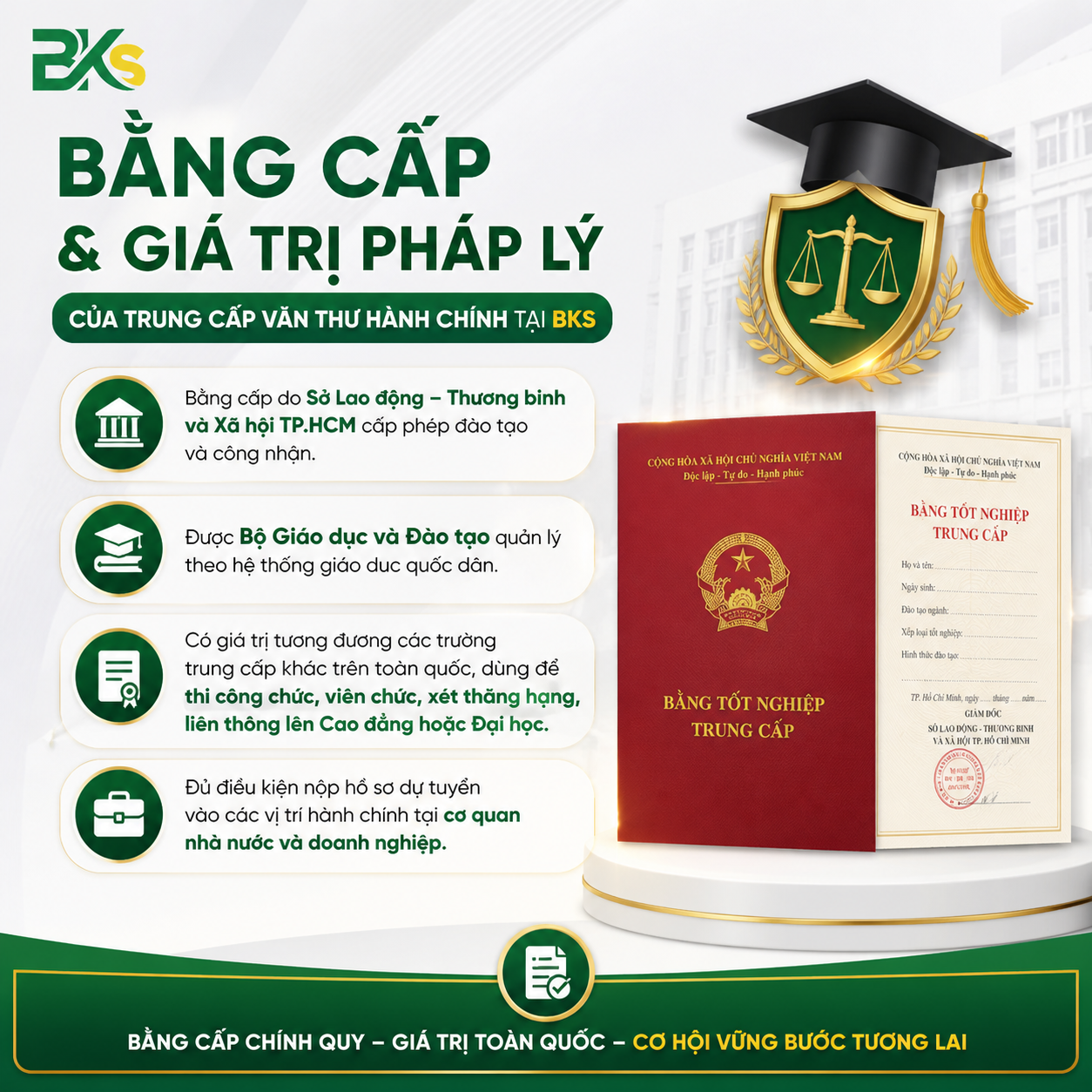 Bằng cấp Trung cấp Văn thư Hành chính có giá trị pháp lý toàn quốc
