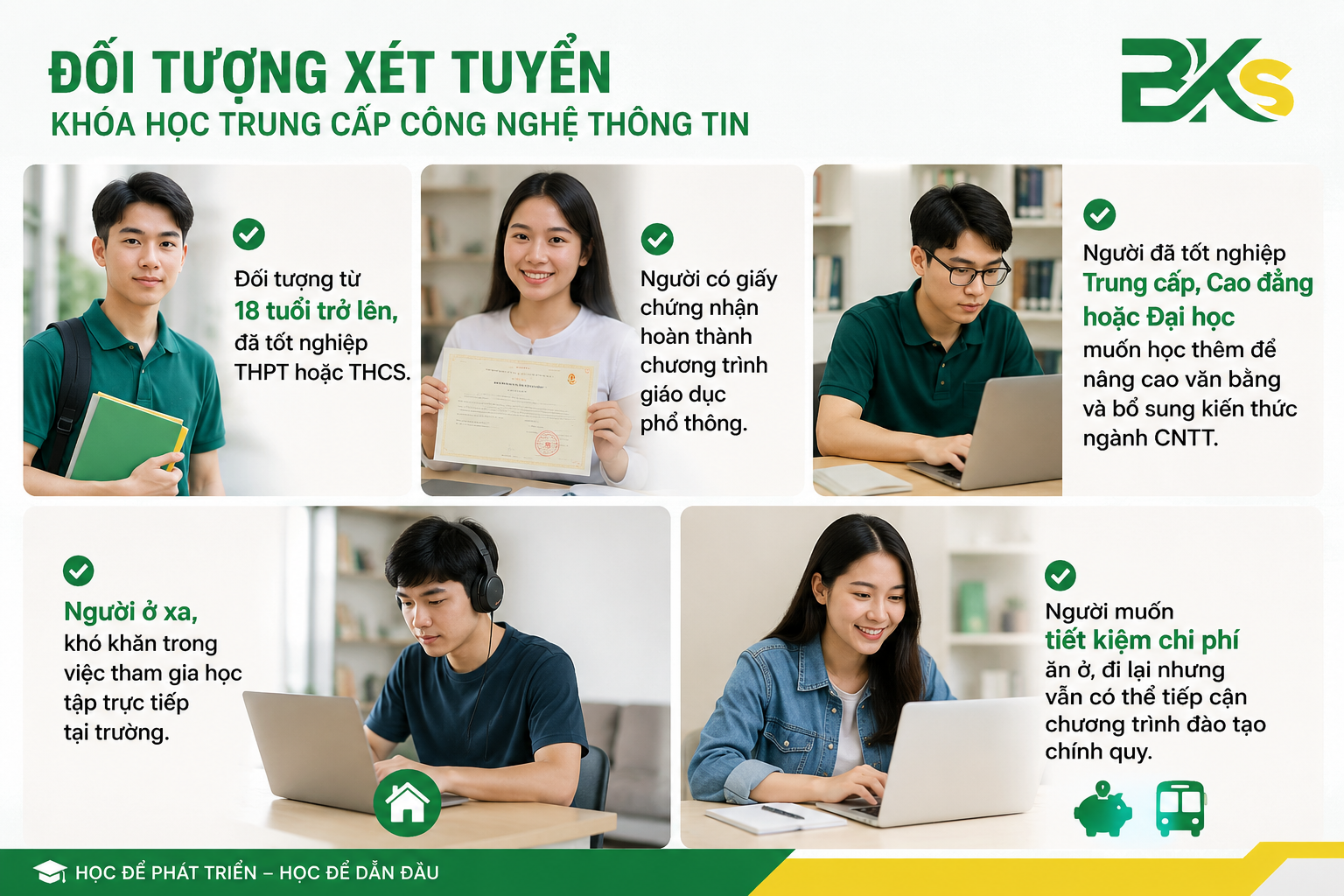 Trung Cấp Công Nghệ Thông Tin 30 Đối tượng tuyển sinh đa dạng