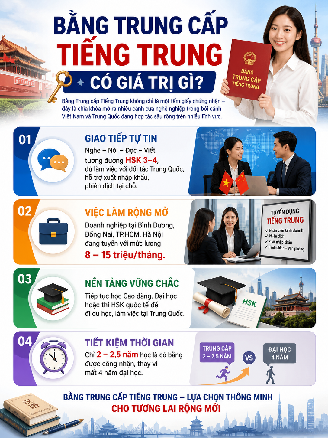 Bằng Trung Cấp Tiếng Trung chính quy tại BKS