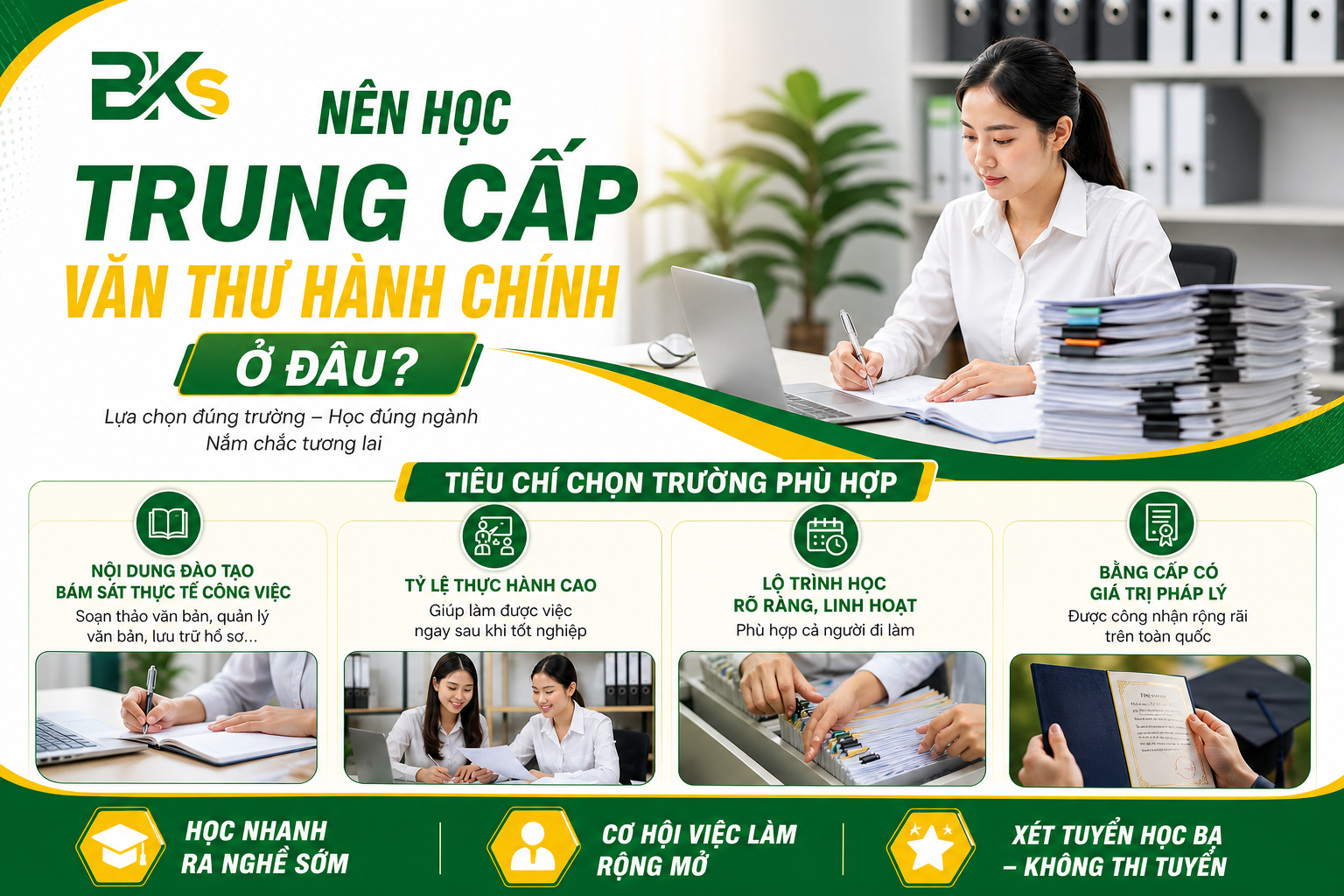Sinh viên lựa chọn trường đào tạo Văn thư Hành chính uy tín phù hợp với mục tiêu nghề nghiệp