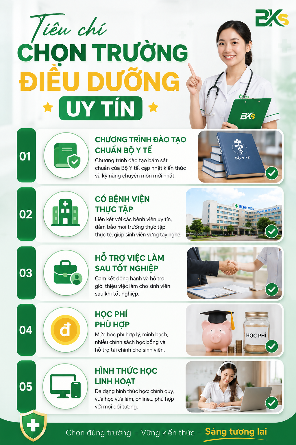 Lựa chọn trường Điều dưỡng uy tín giúp học viên có nền tảng chuyên môn tốt và cơ hội việc làm ổn định sau tốt nghiệp.